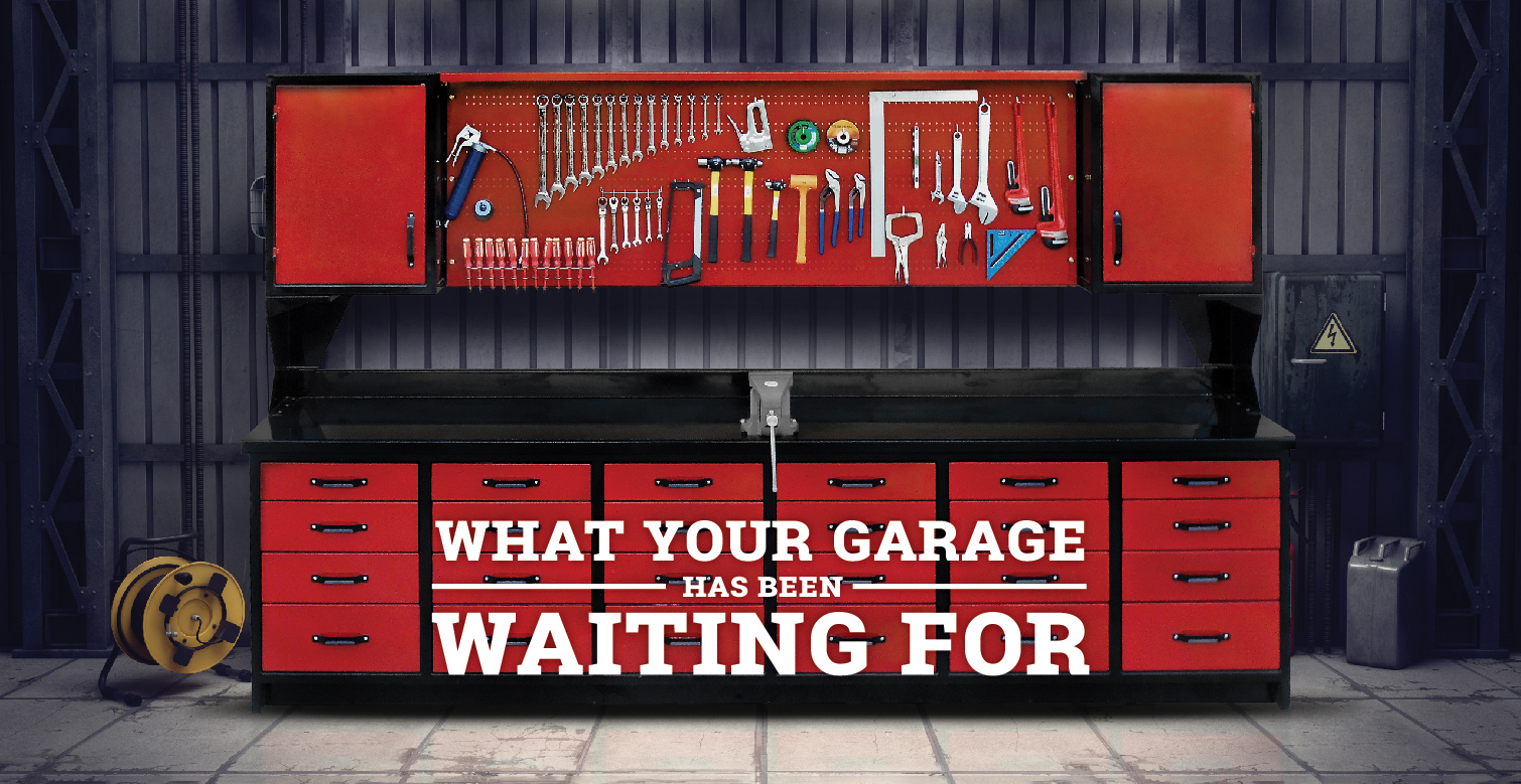 12′ workbench with upper cabinet Bench with upper cabinet